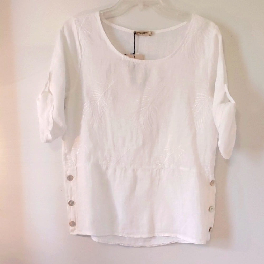 Women's White Top 100% Linen